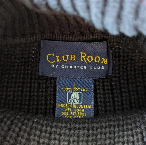 Men's Vintage Navy Cotton Turtleneck Size L - Picture 8 of 12